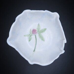Handmade Red Clover Pottery Dish